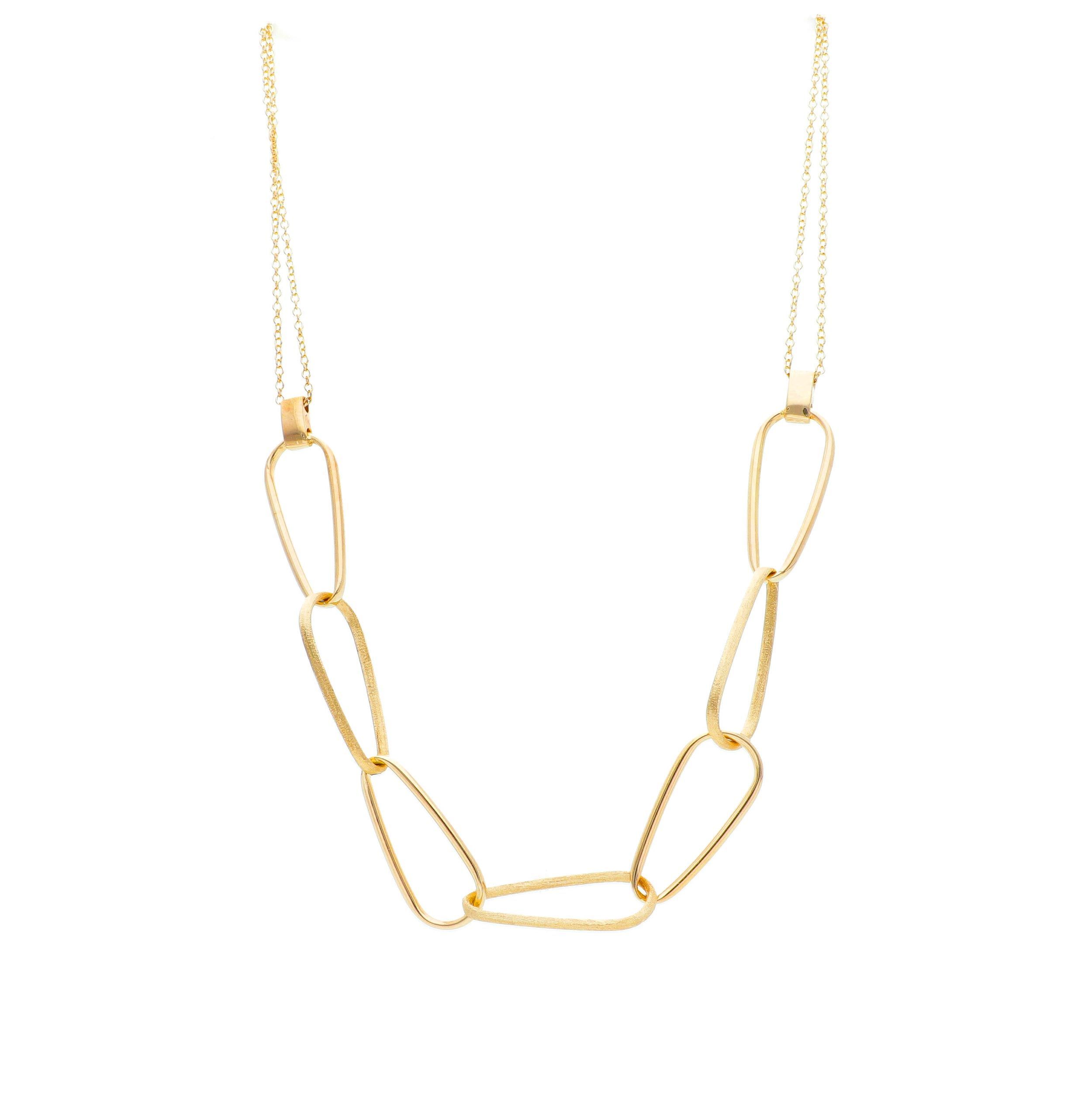 Golden necklace k14 with oval rings (code S246032)